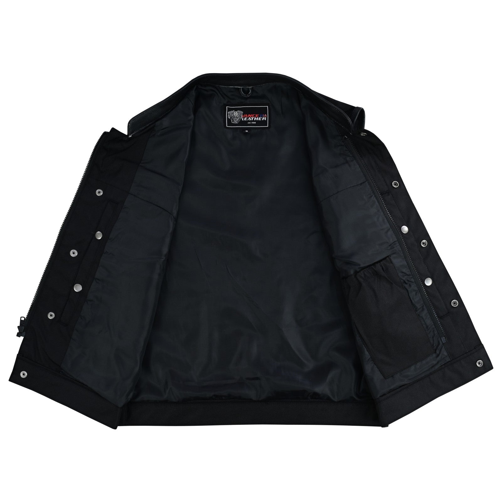 Vance Mens Black Front Zipper and Snap Closure SOA Club Style