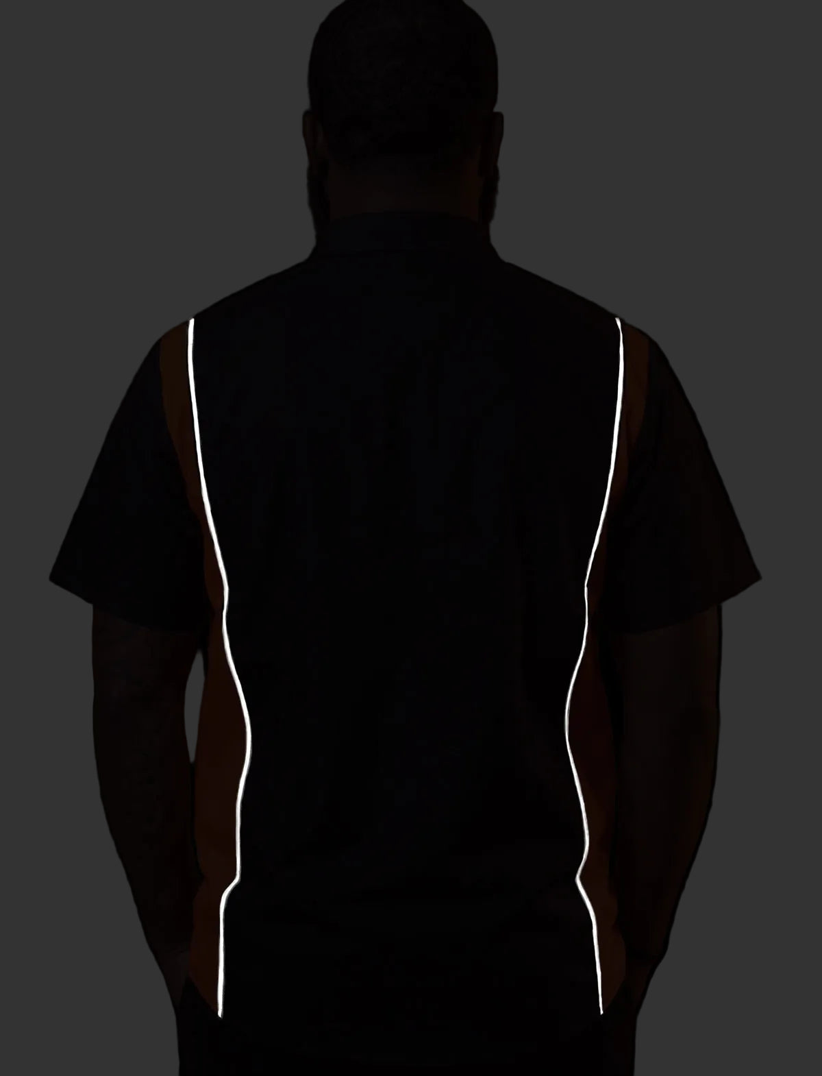 Vance Men's Heavy-Duty Button up Mechanic Work Shirt w Reflective Strip Orange Sides - Back Reflective Strip 