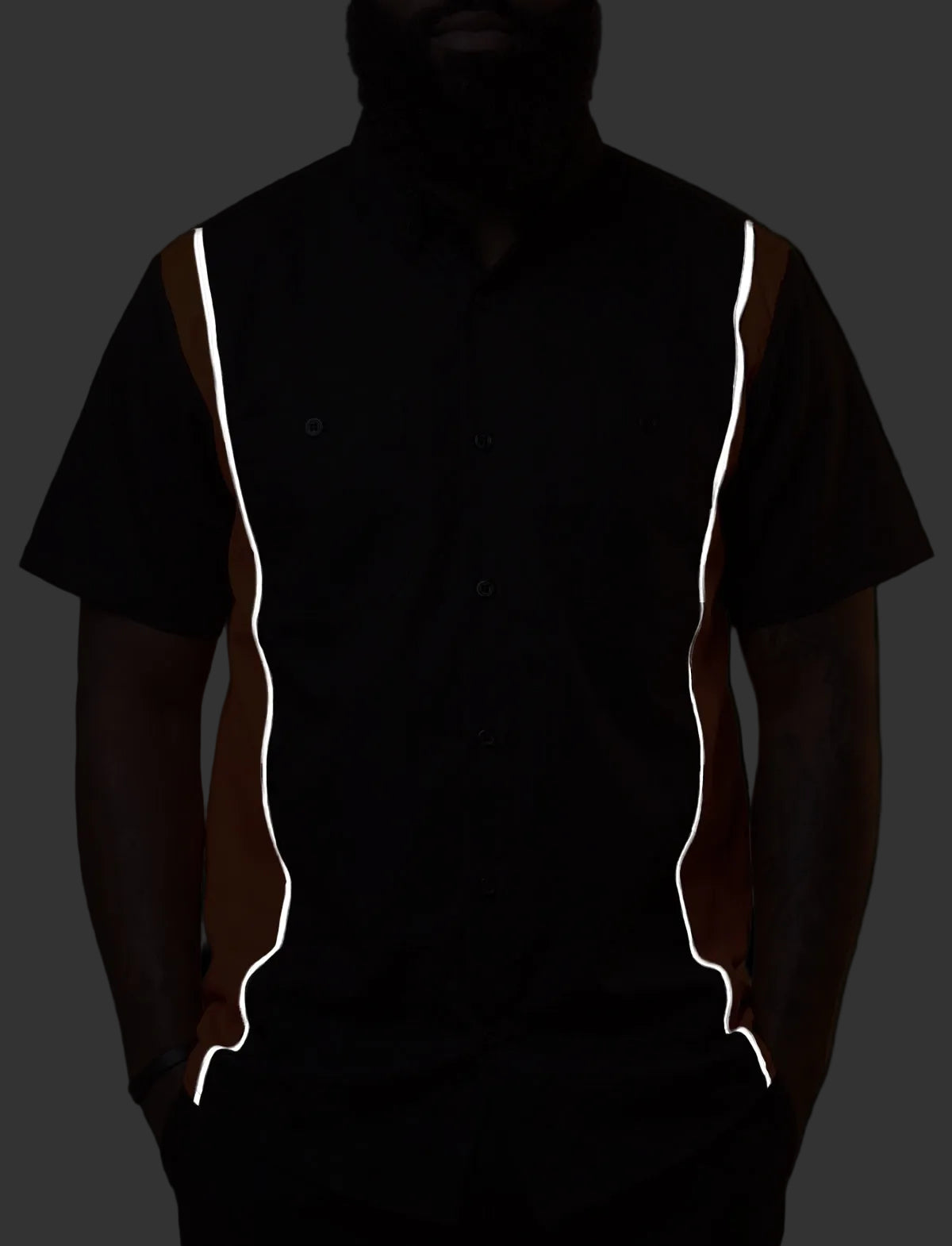 Vance Men's Heavy-Duty Button up Mechanic Work Shirt w Reflective Strip Orange Sides - Reflective Strip