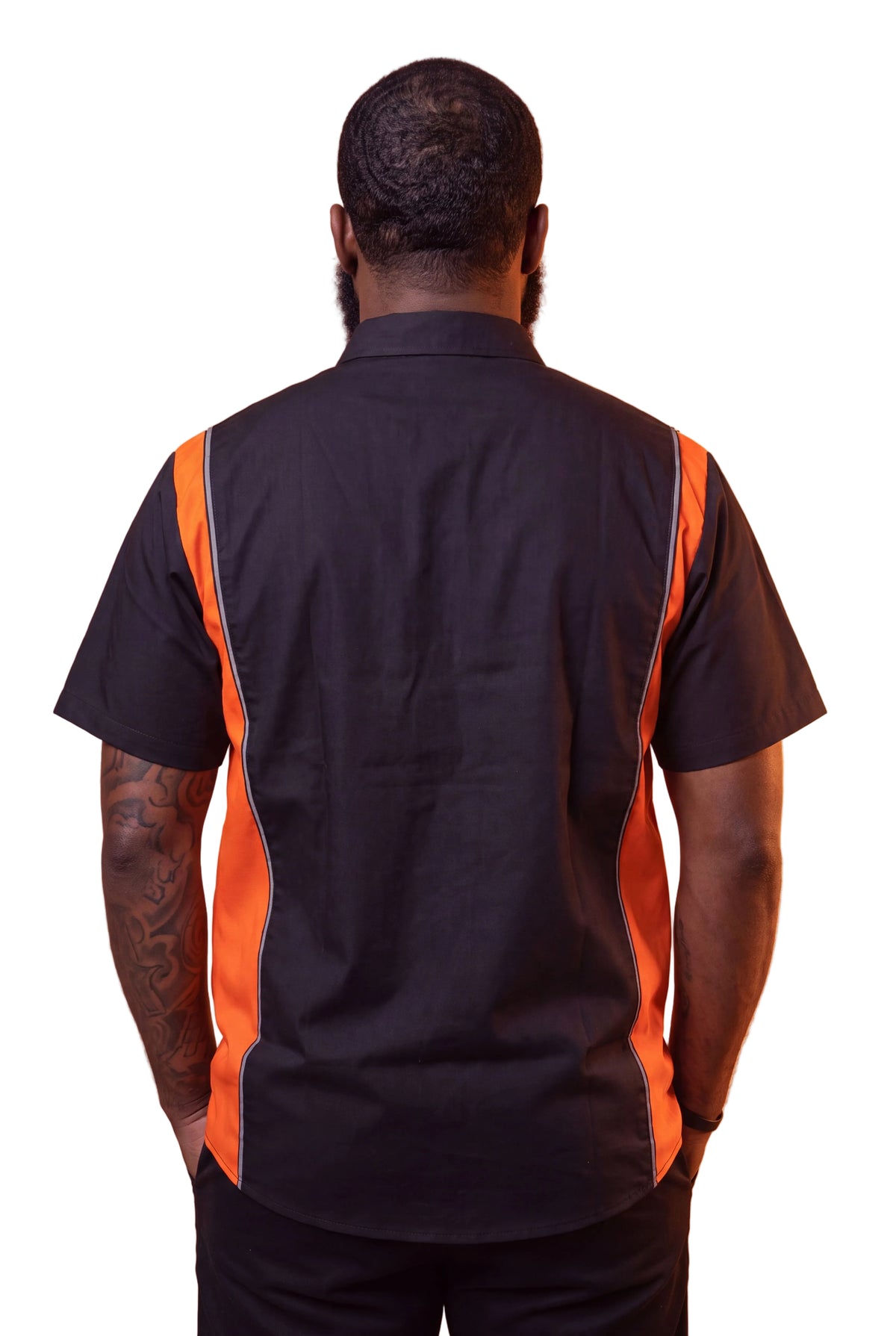Vance Men's Button Front Garage Mechanics Shirt - orange/back - back