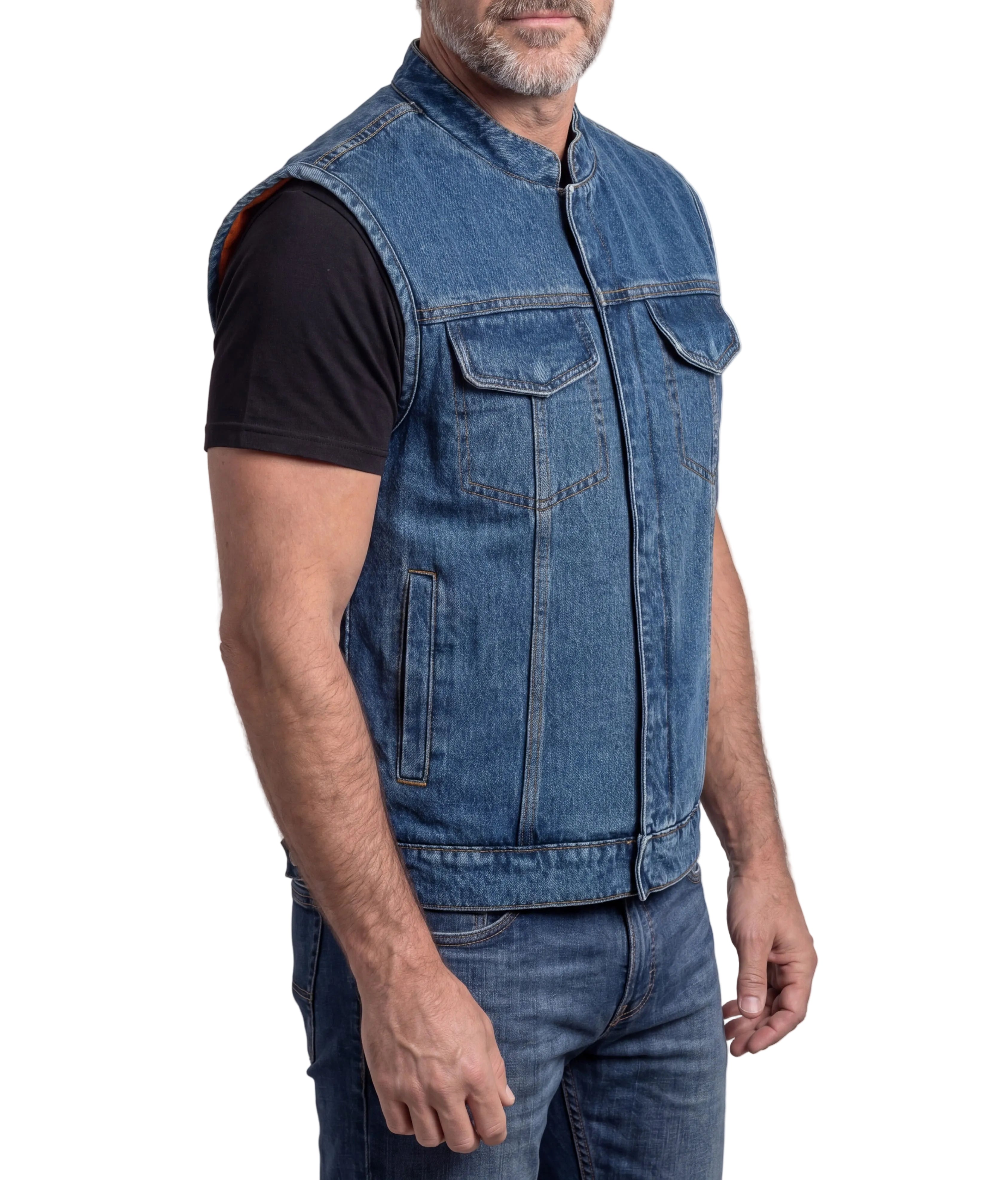 Sky Blue Denim Club Vest - Team Motorcycle