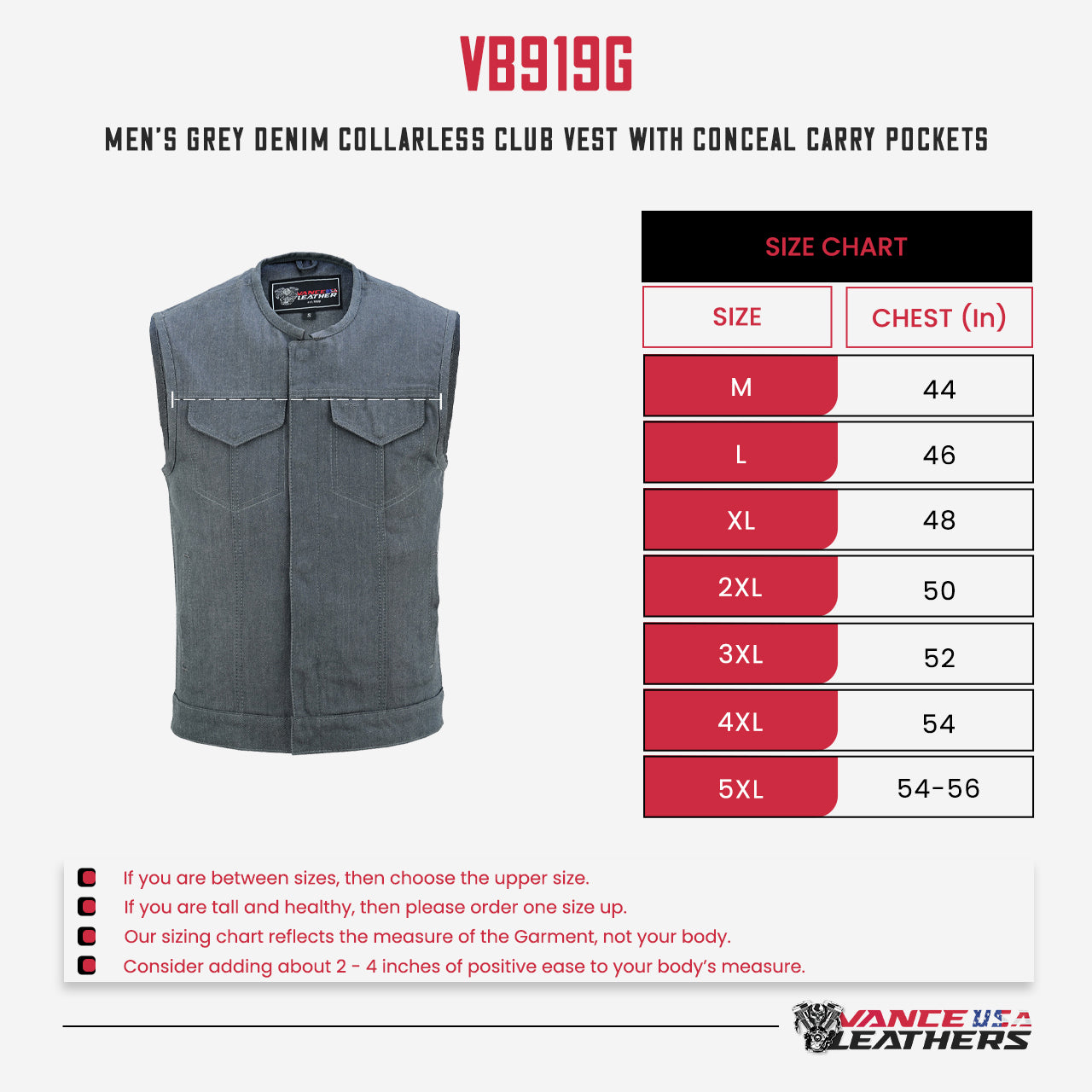 mens-grey-denim-collarless-club-vest-with-conceal-carry-pockets-sizechart