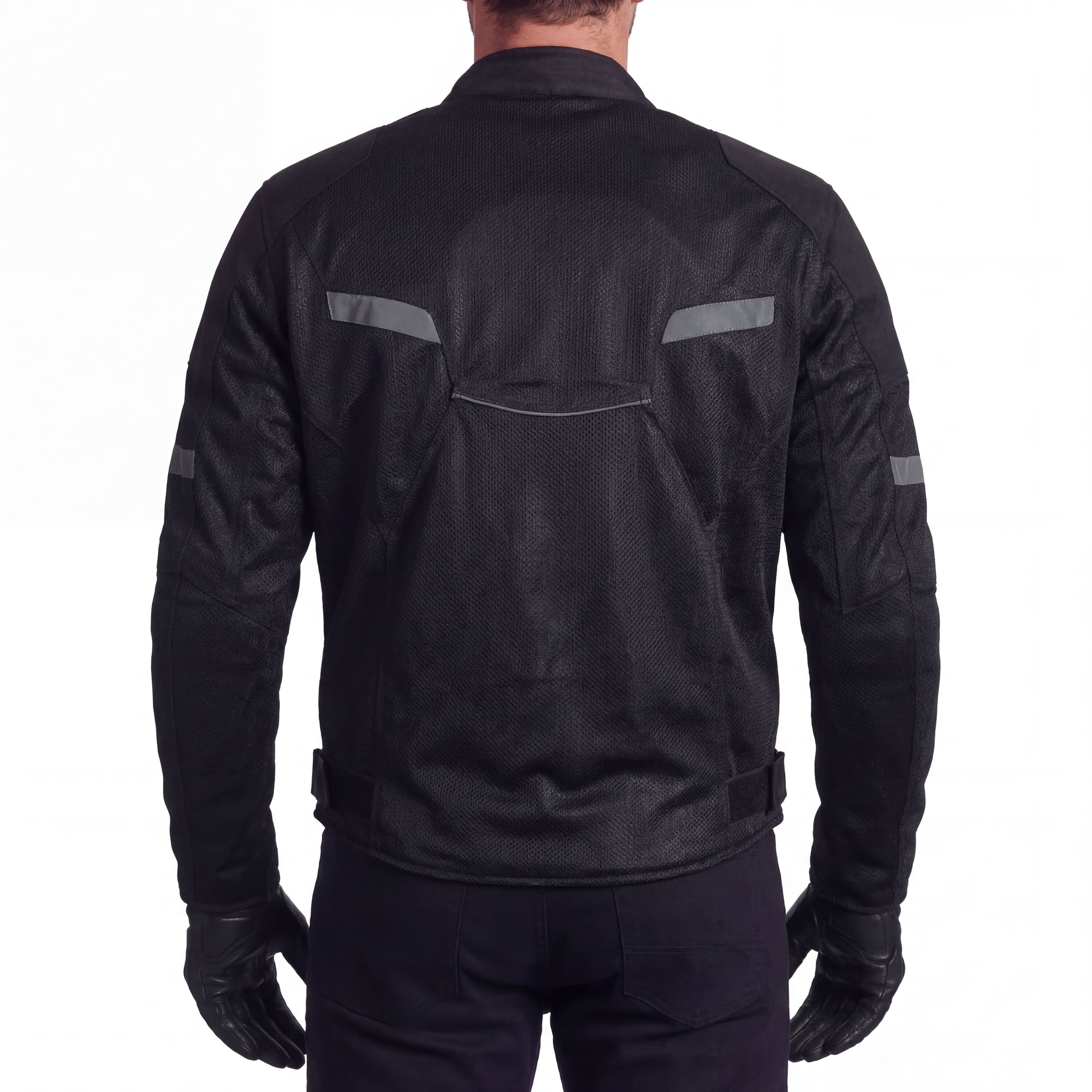 Black Mesh Motorcycle Jacket With Insulated Armor