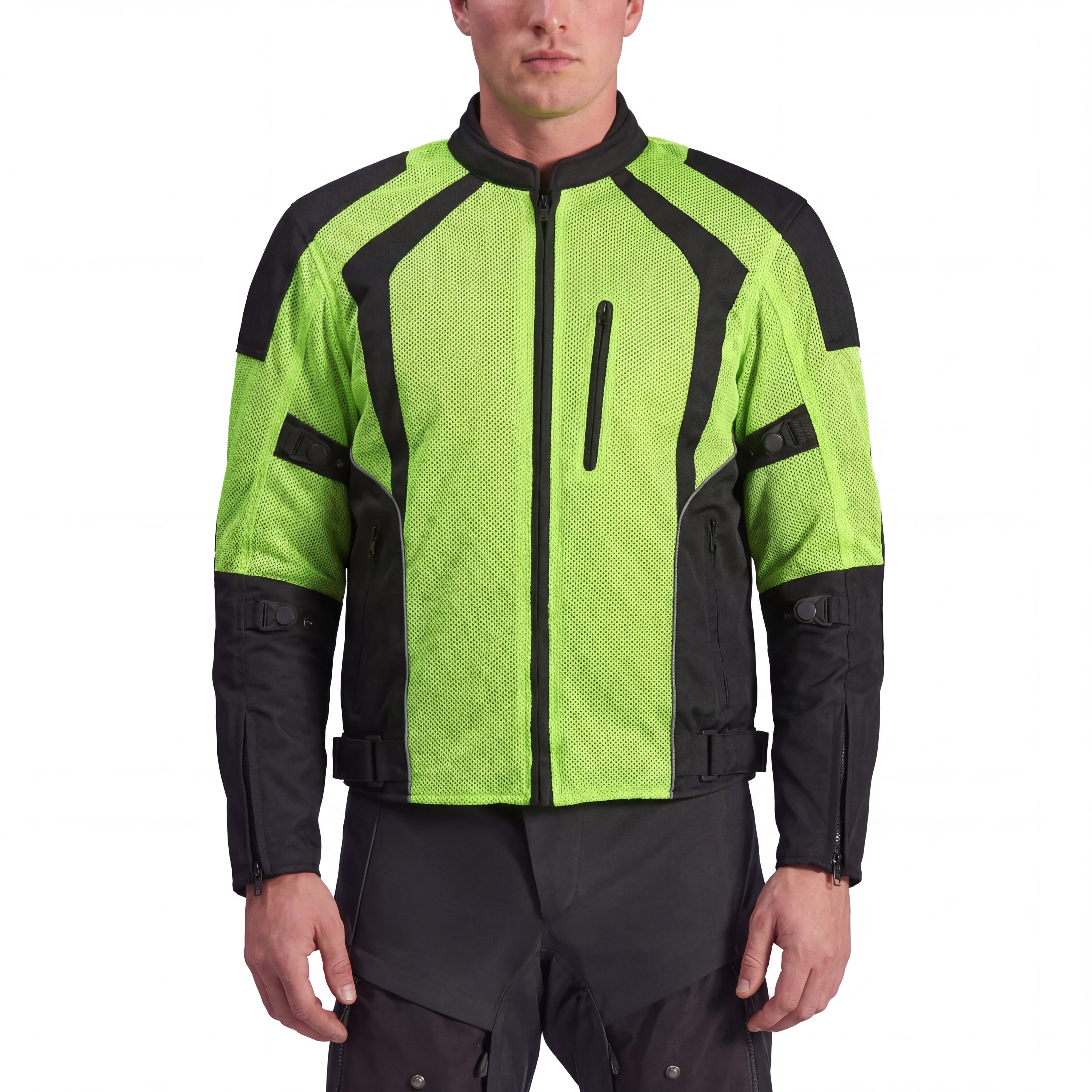 Mens Hi Vis All Weather Season CE Armor Mesh Motorcycle Jacket