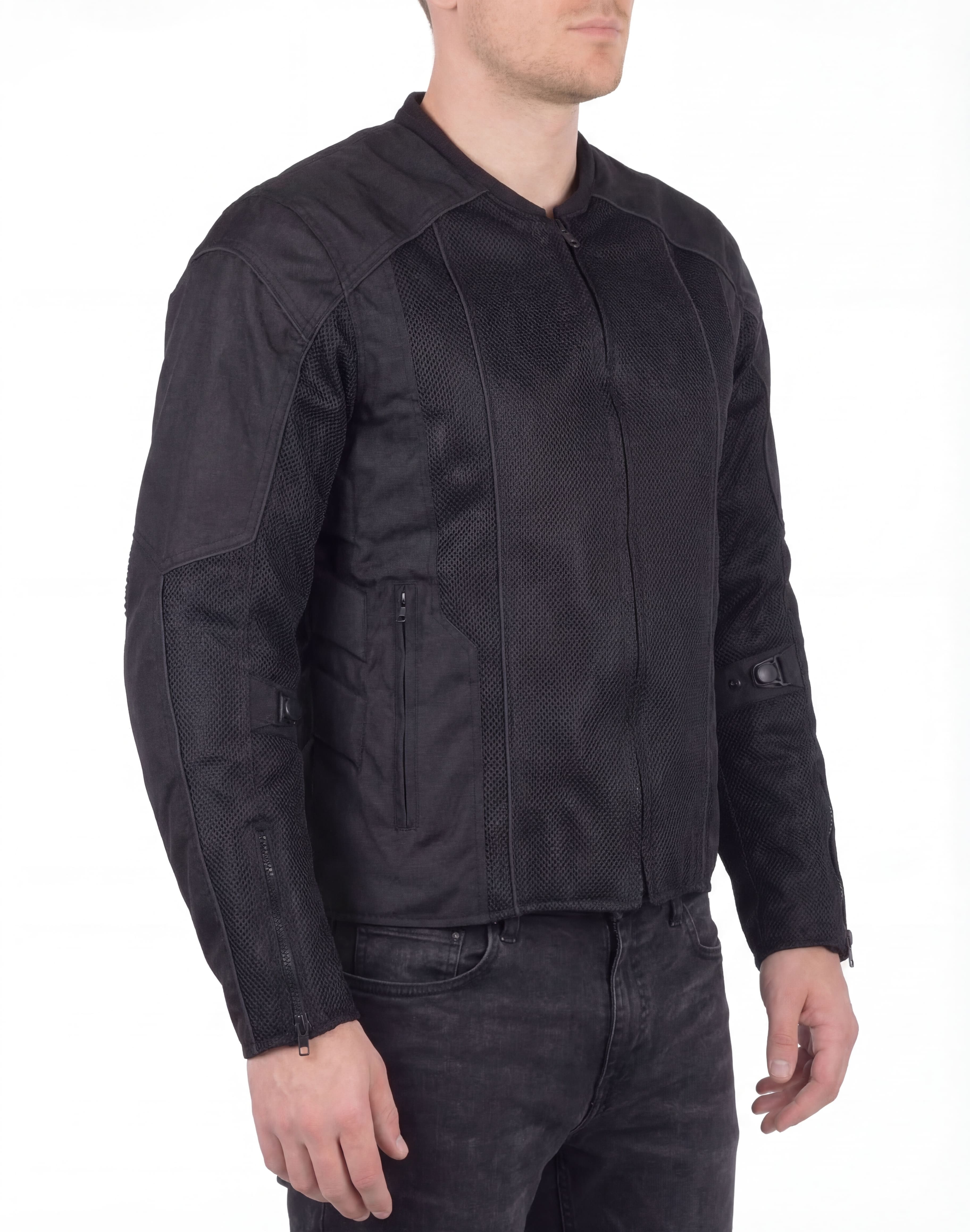 Vance Men's 3-Season Mesh/Textile CE Armor Motorcycle Jacket - Side Pose