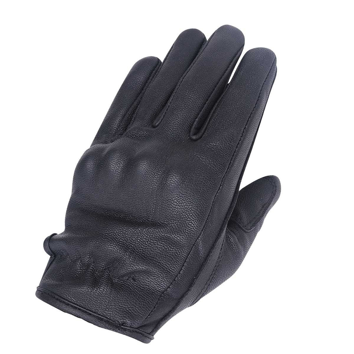 Vance Men's Black Leather Knuckle Armored Riding Gloves | TM