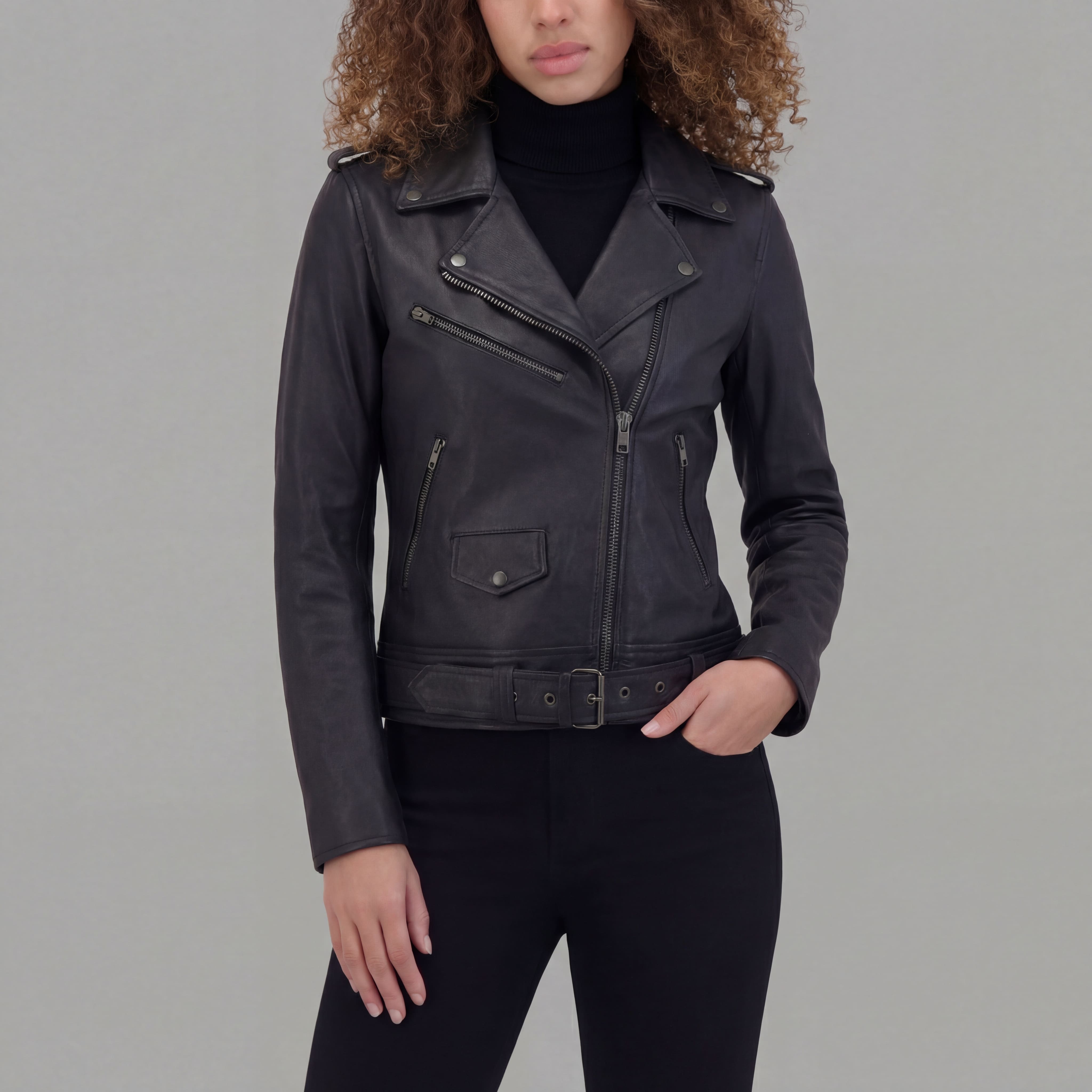 Vance Leather Ladies Premium Goatskin Classic Motorcycle Leather Jacket