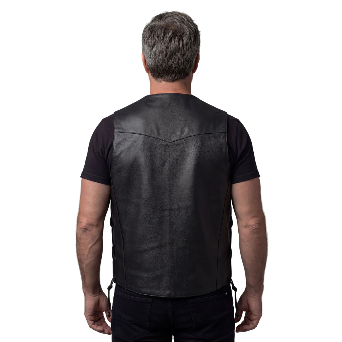 Vance Men's Black Premium Cowhide Ten Pocket Leather Vest
