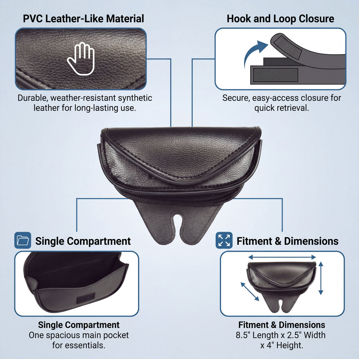 Vance Leather Single Pouch Motorcycle Windshield Bag