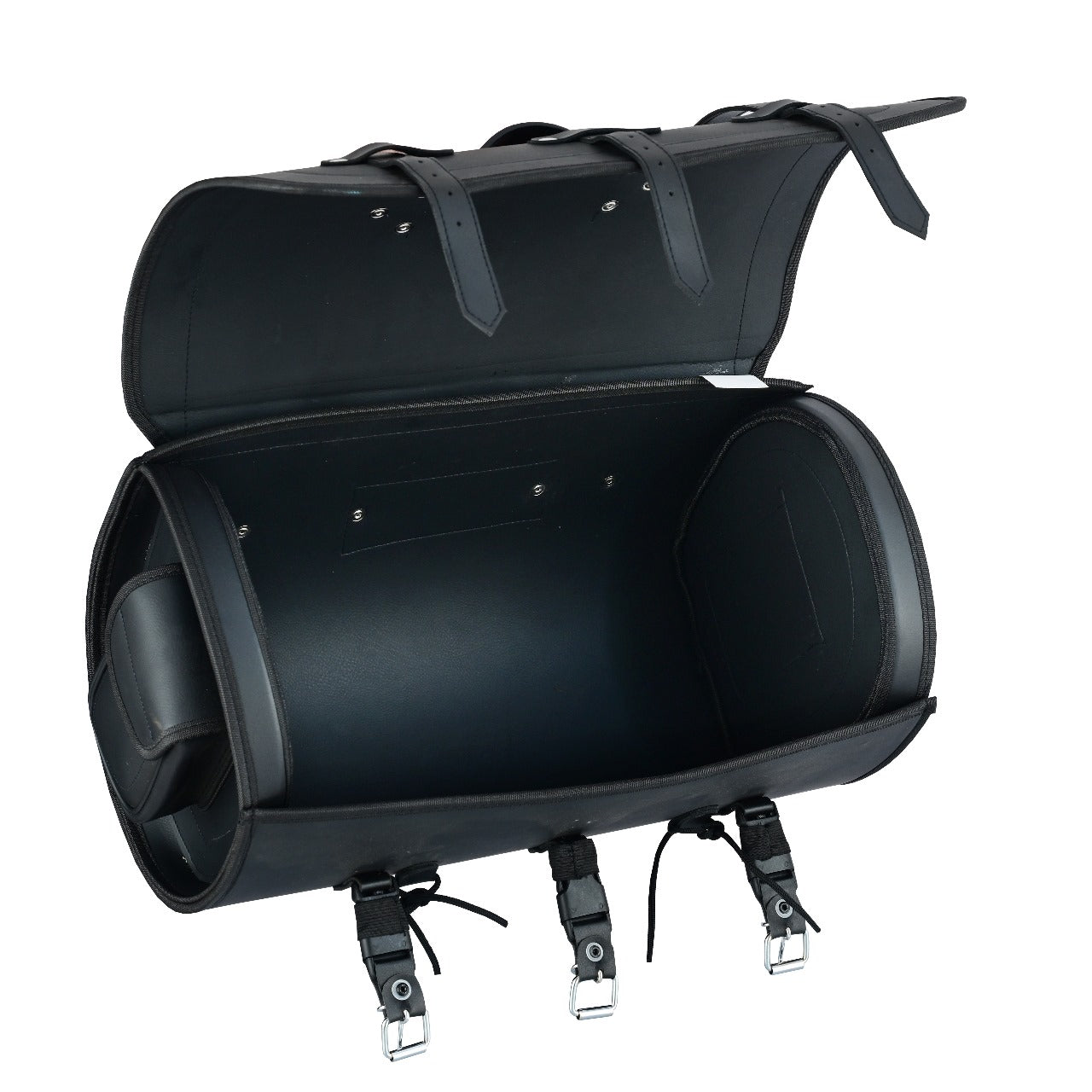 Vance Premium PVC Motorcycle Tail Bag | Durable Travel Storage Bag with Quick-Release Straps & Side Pockets - Inside