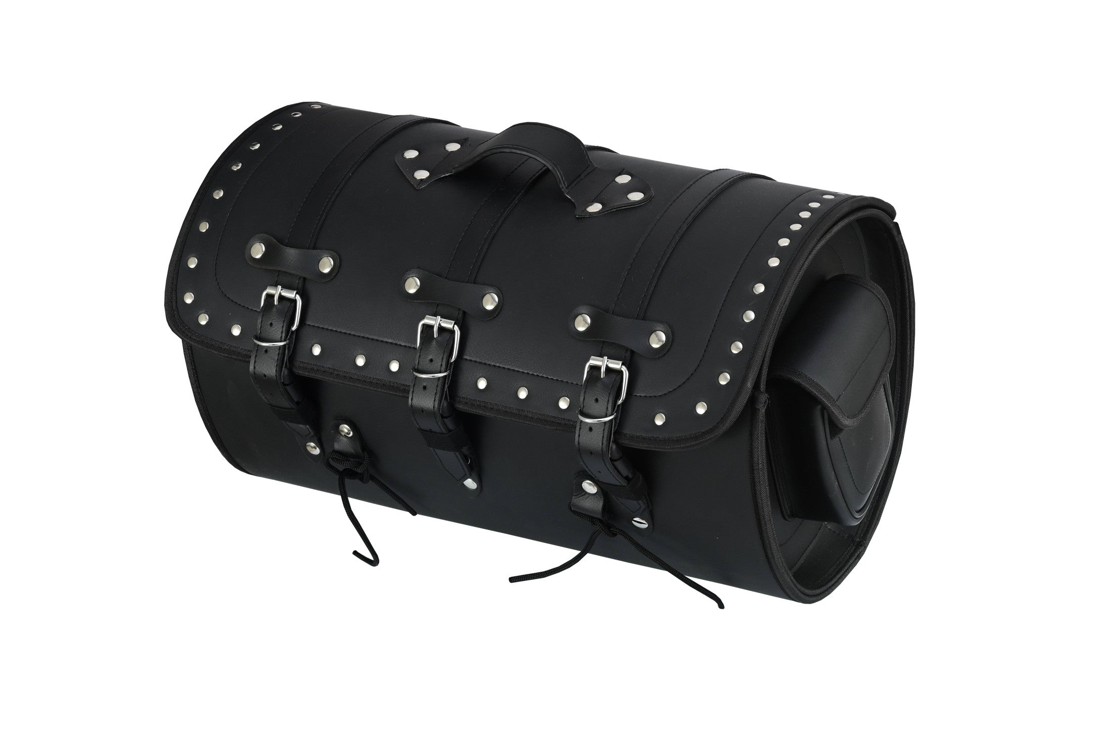 Vance Premium Studded PVC Motorcycle Tail Bag with Quick-Release Straps & Side Pockets