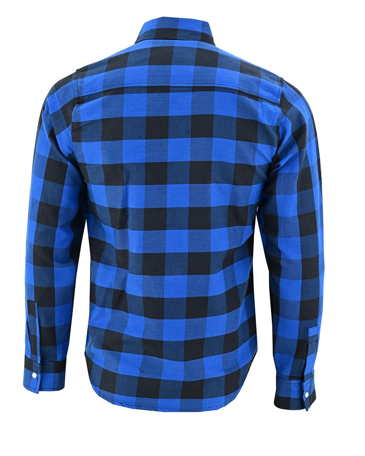 Vance Blue Men's Long Sleeve Plaid Snap Down Casual Flannel Shirt - Back View