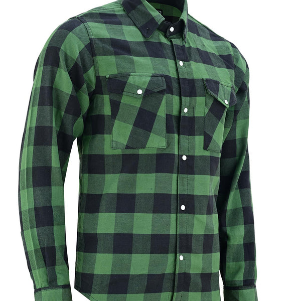 Vance Green Men's Long Sleeve Plaid Snap Down Casual Flannel Shirt