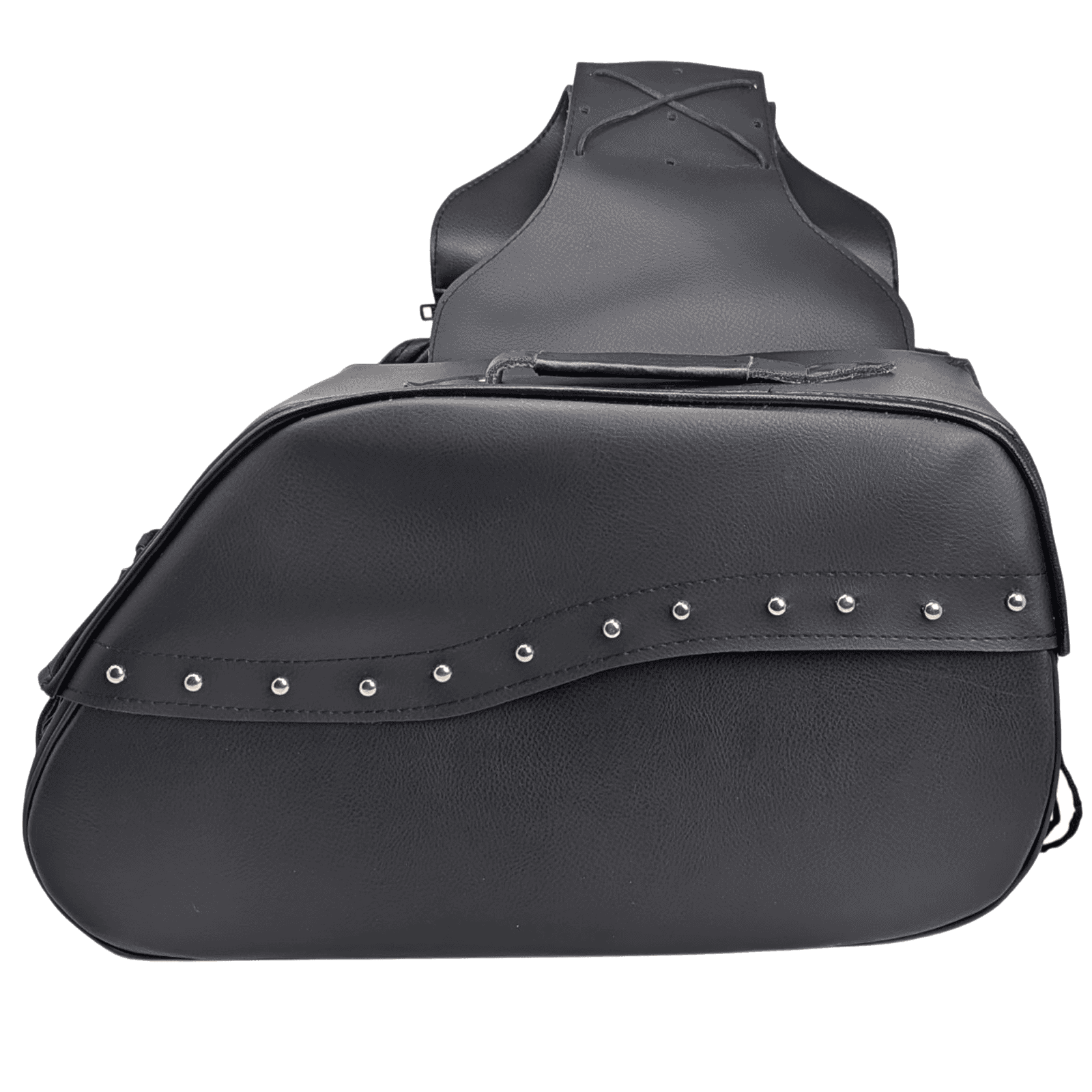 Vance VS225 Black Studded Motorcycle Saddlebags 30L Water-Resistant Fits Honda, Yamaha, Kawasaki, Indian, and Harley - Side View