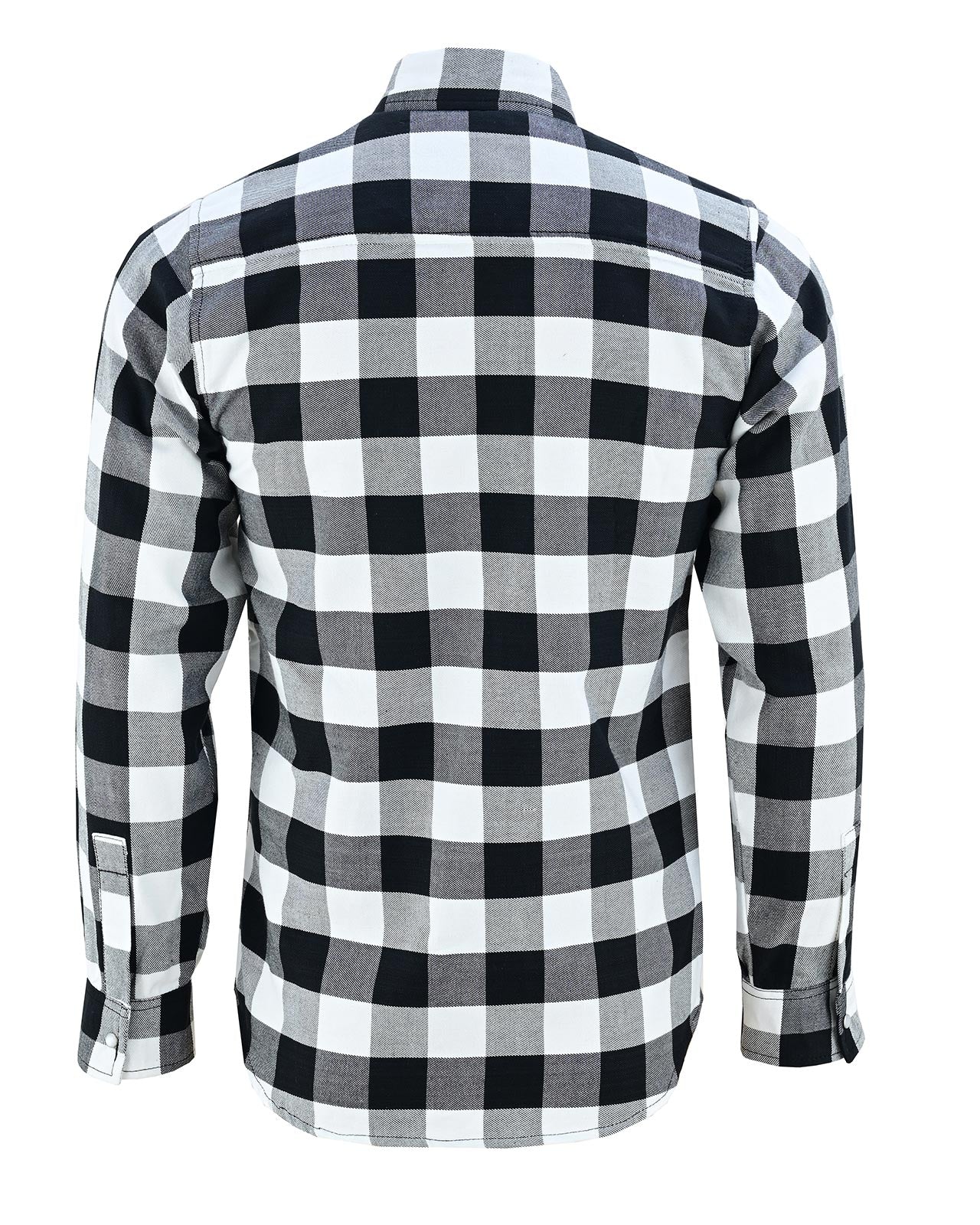 Vance White & Black Men's Long Sleeve Plaid Snap Down Casual Flannel Shirt - Back View