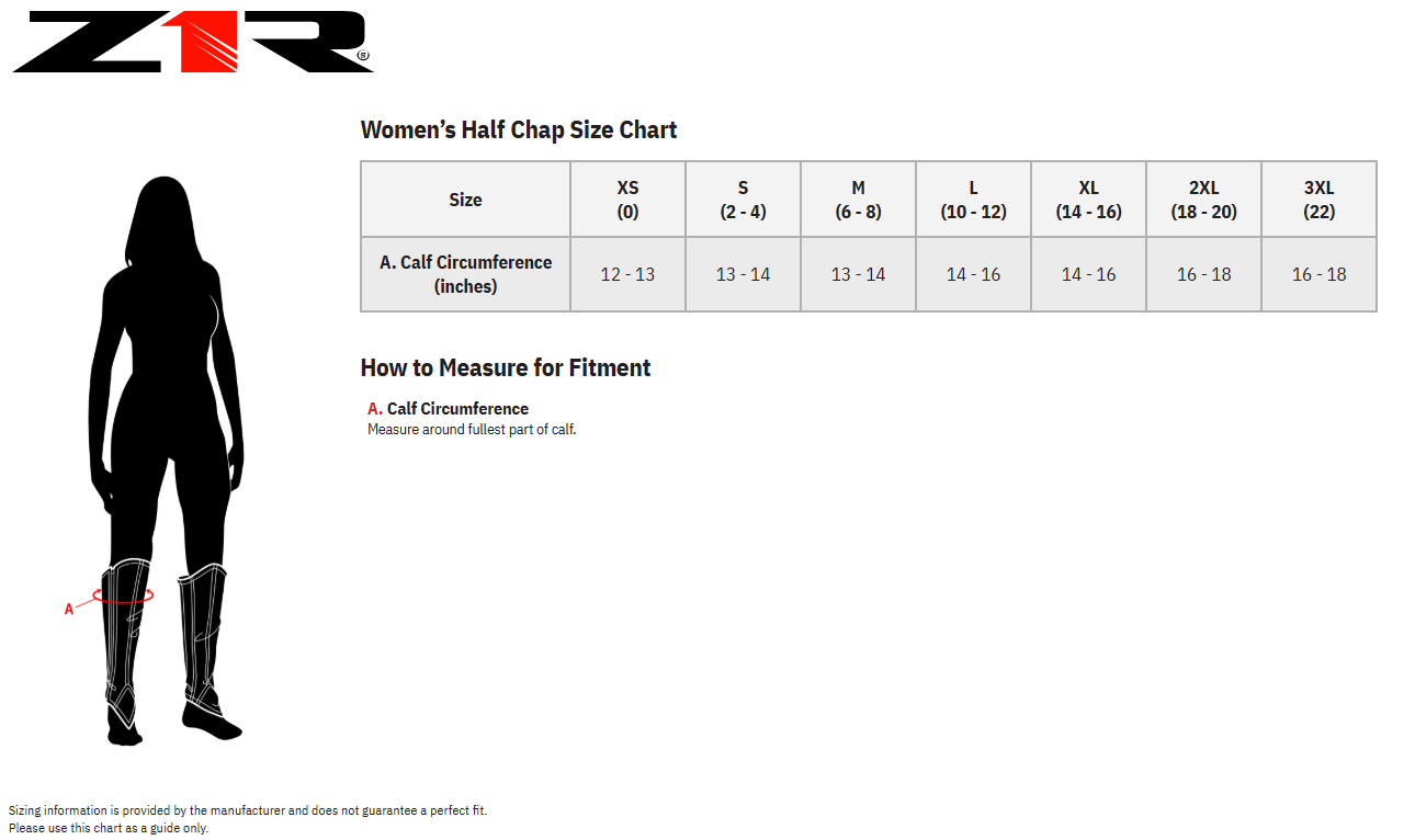 Z1R Women's Half Leather Chaps