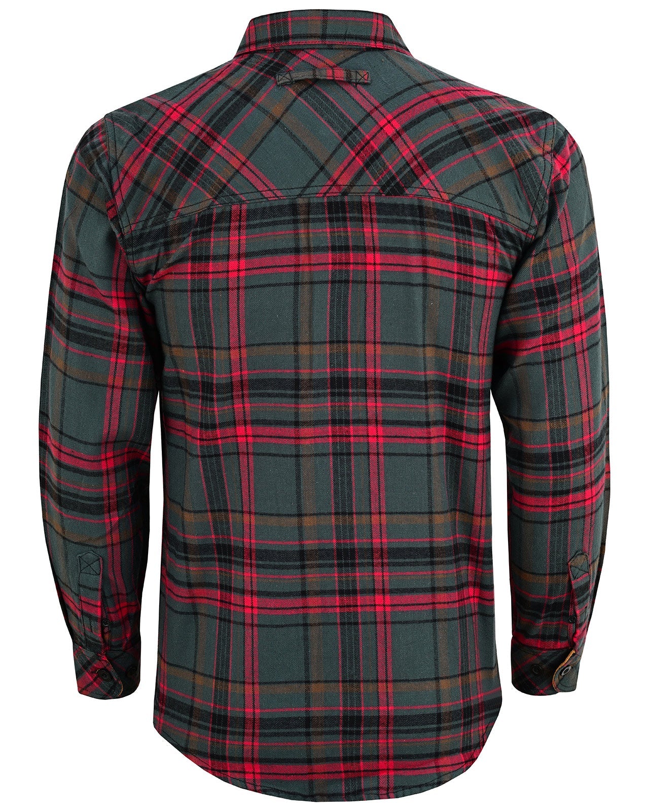 Woodlot Men's Long Sleeve Plaid Button Down Casual Flannel Shirt - Back View