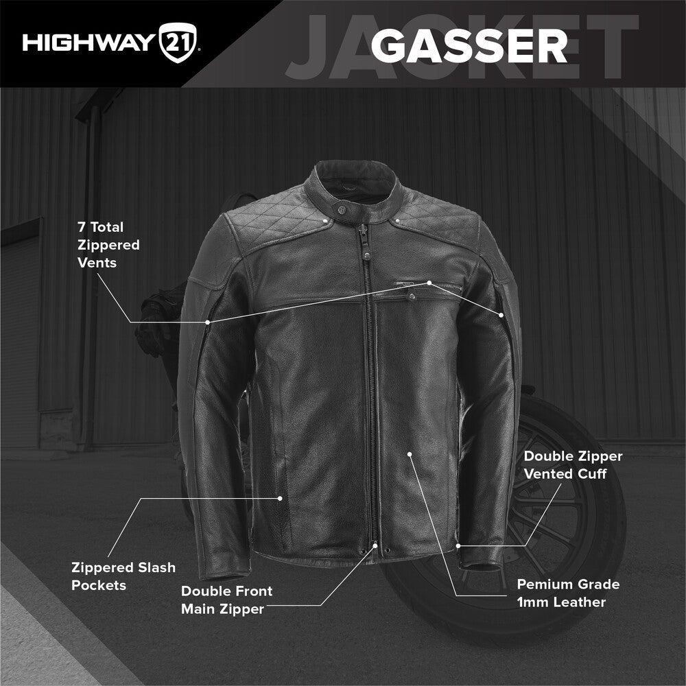 Highway 21 Gasser Leather Motorcycle Jacket - Infographics