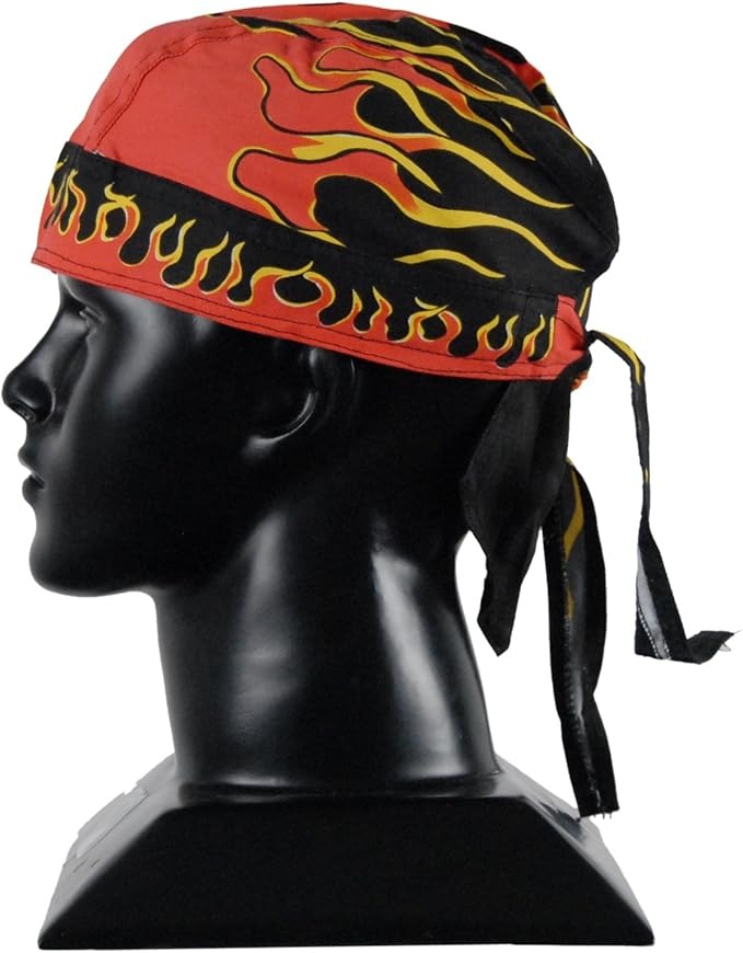Vance AC7 Motorcycle Biker Leather Skull Cap Du Rag Bandana