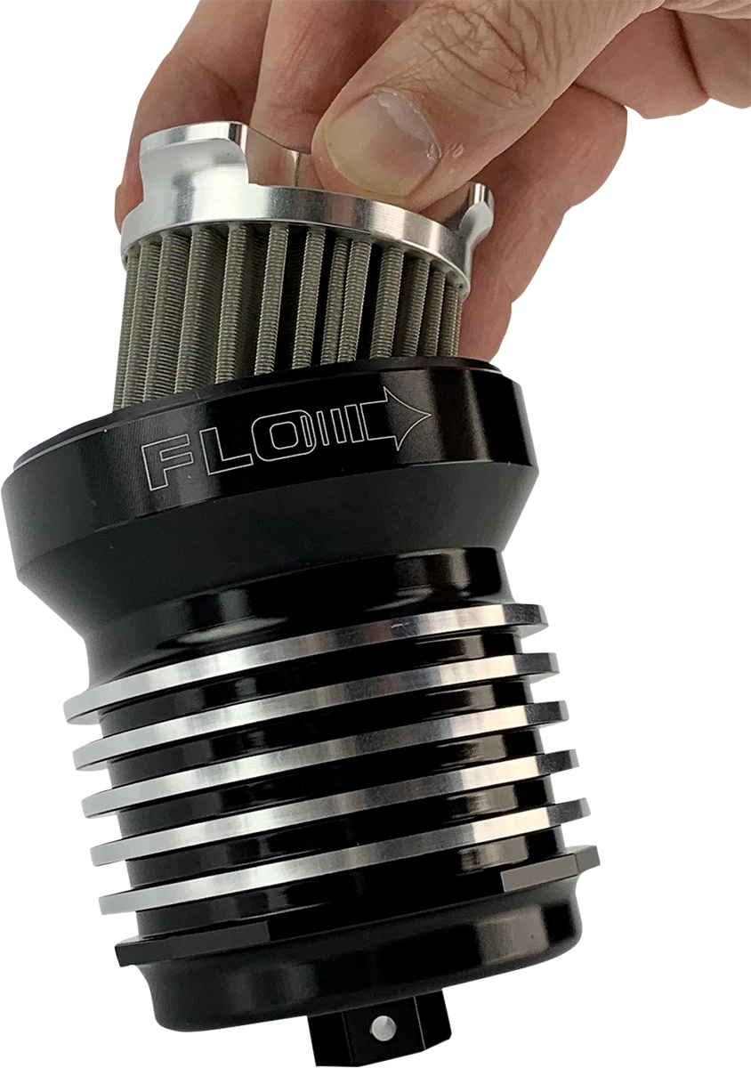 PC Racing Flo Spin-On Oil Filter - Black Anodized for Aprilia/BMW/Buell/H-D/Moto Guzzi/Yamaha